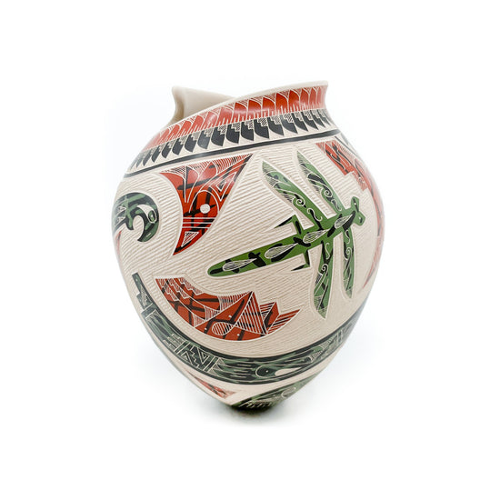Load image into Gallery viewer, Large Pot with Dragonfly &amp;amp; Serpent Design
