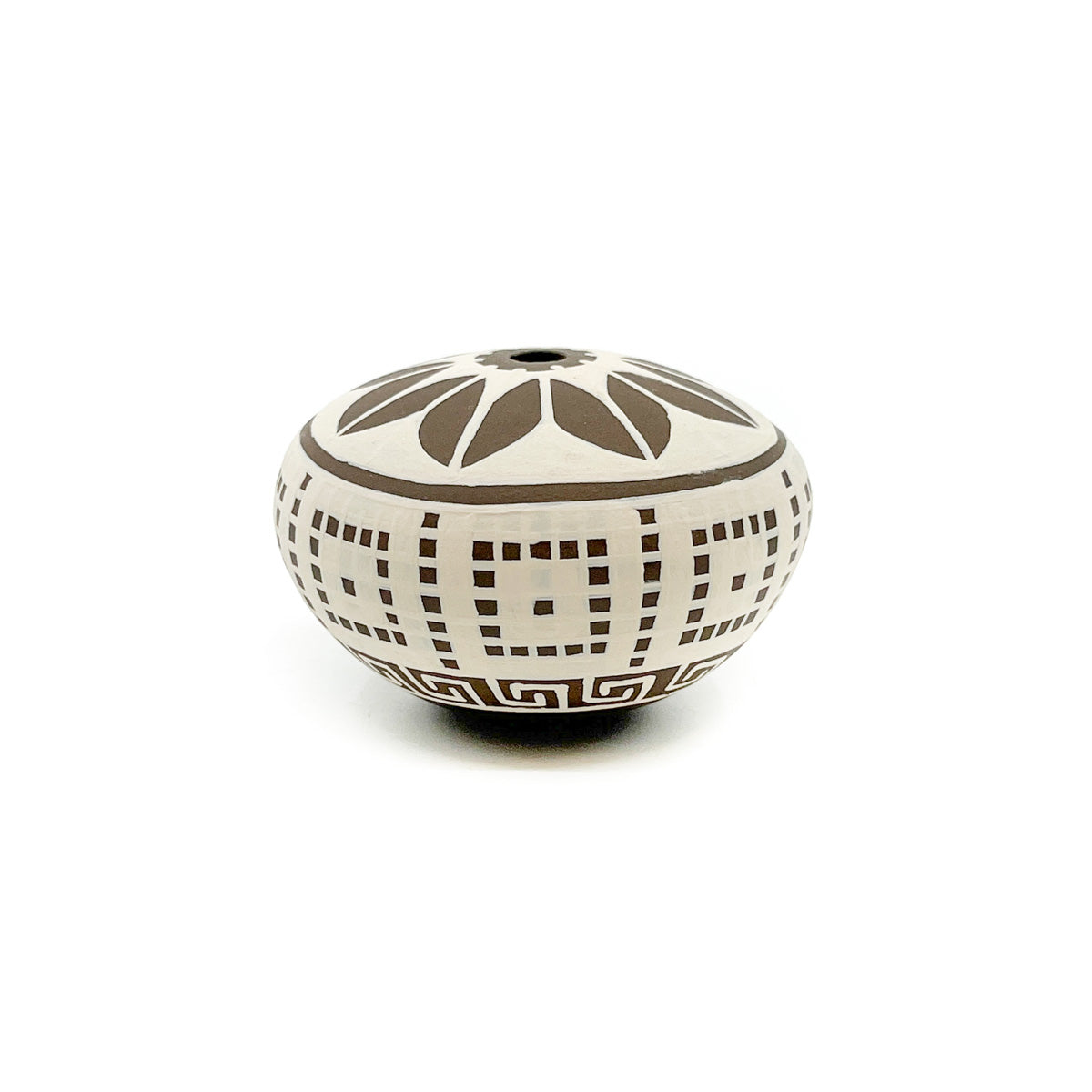 Mini Seed Pot - Brown & White with Flower