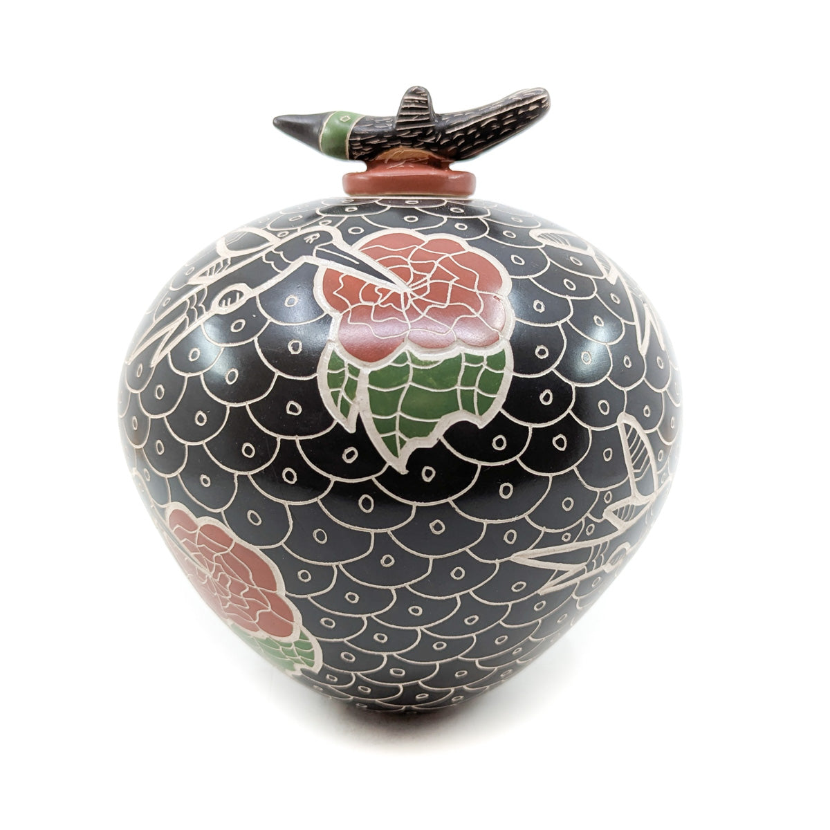 Elegant Lidded Hummingbird with Finely Etched Detail