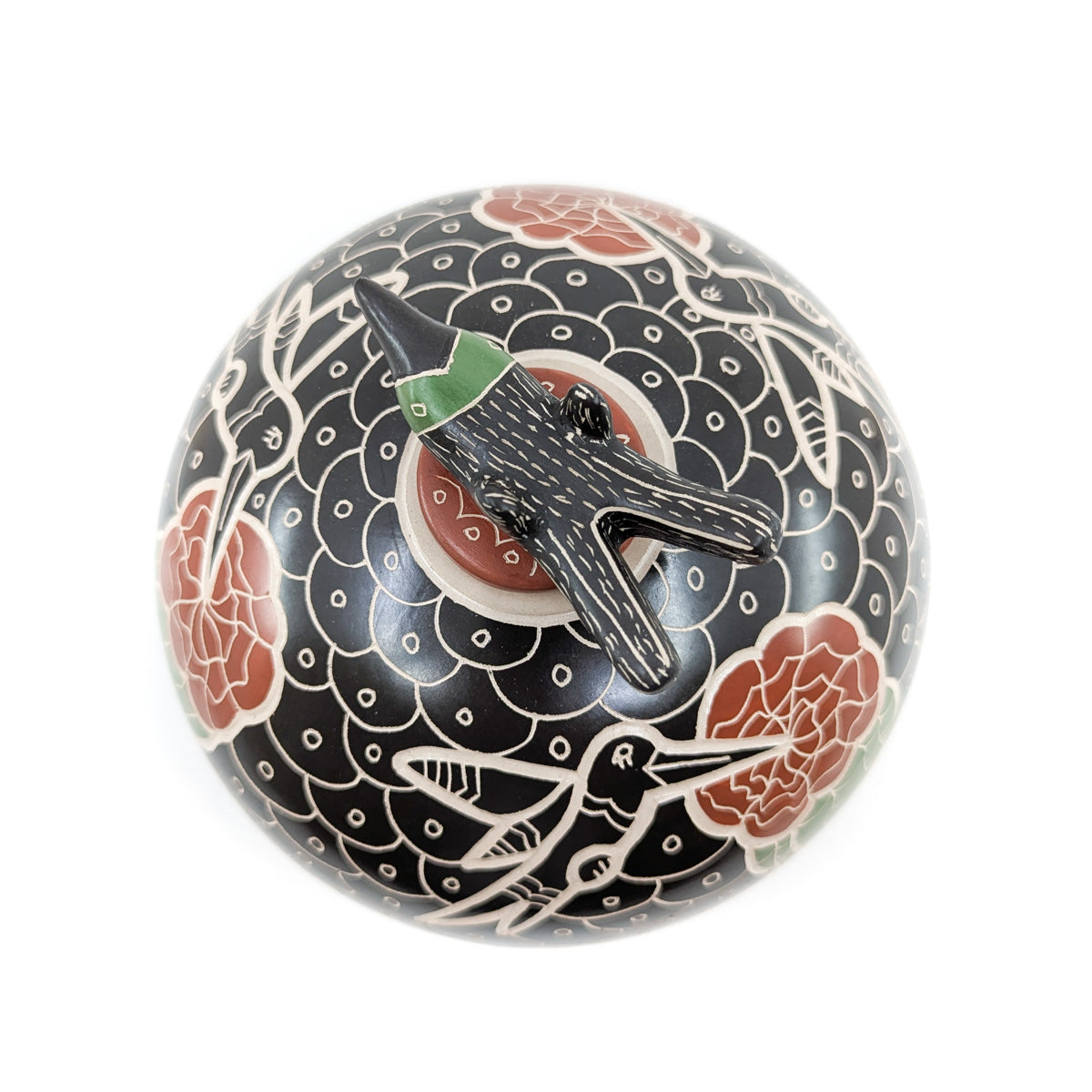 Elegant Lidded Hummingbird with Finely Etched Detail