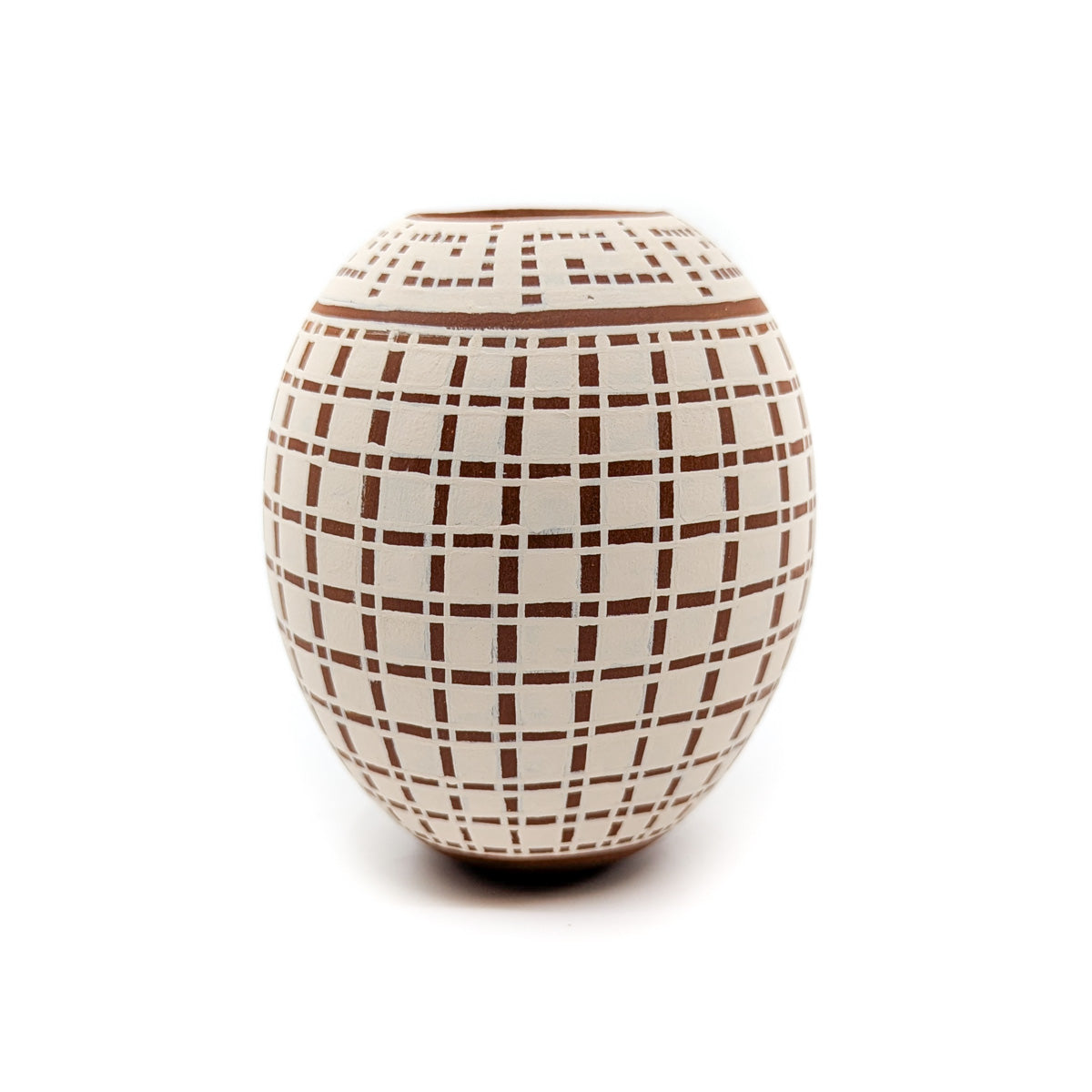 Buff on Clay Seed Pot with Geometric Motif