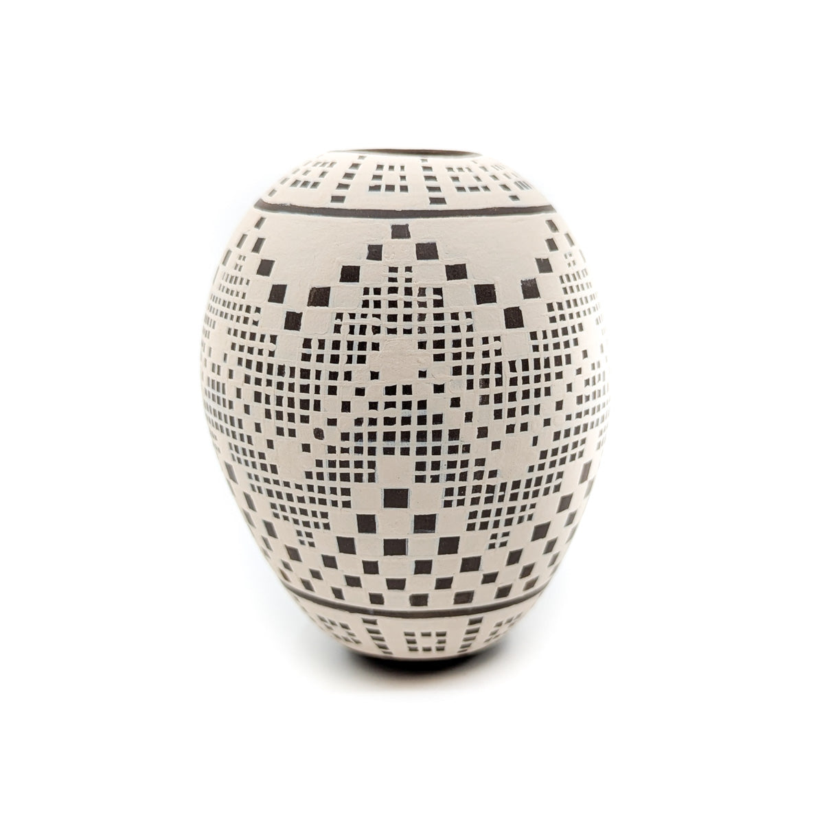 Buff and Brown Geometric Seed Pot