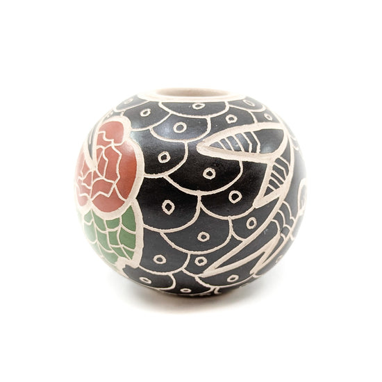 Black Seed Pot with Hummingbird Motif