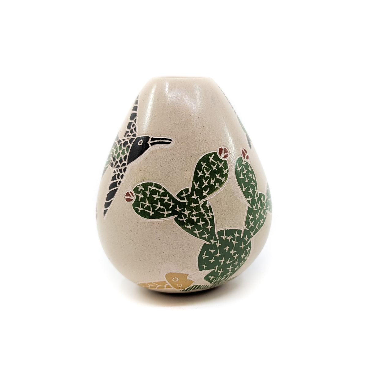 Desert Scene with Black Rabbit and Hummingbird