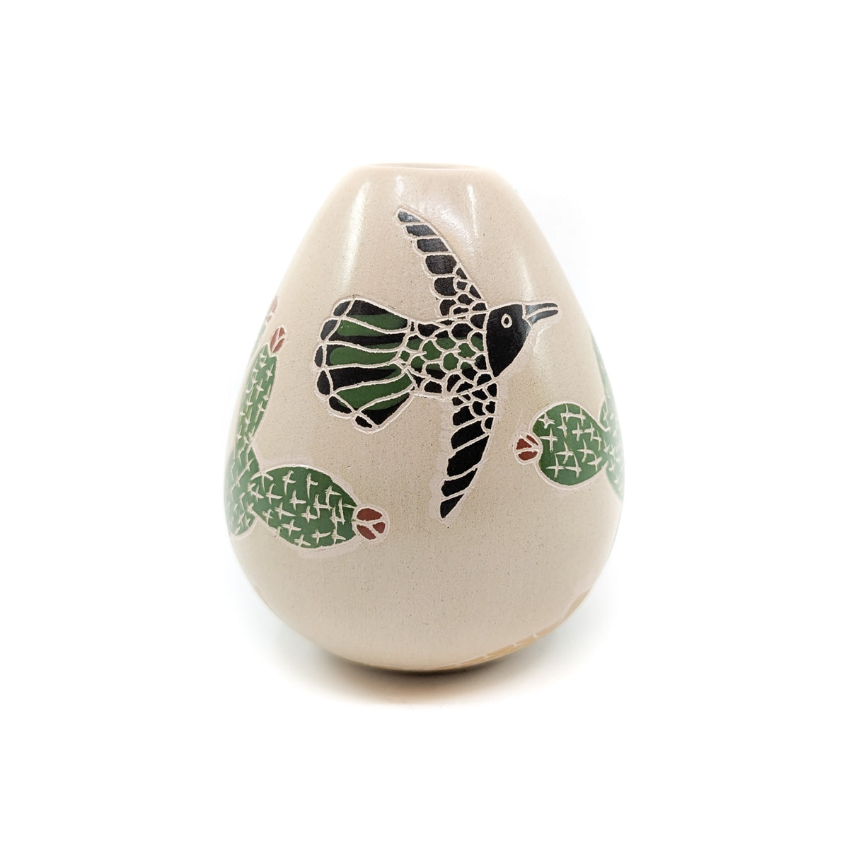 Desert Scene with Black Rabbit and Hummingbird