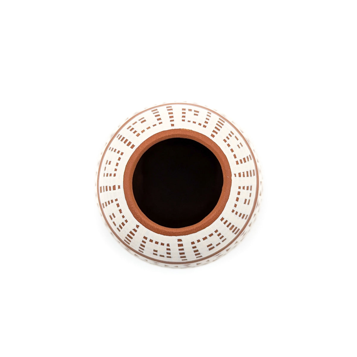 Seed Pot with Buff and Clay Geometric Pattern