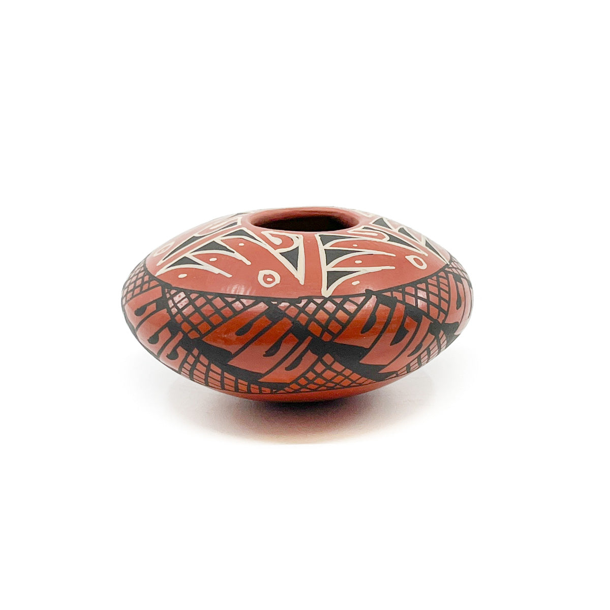Load image into Gallery viewer, Red and Black Seed Pot with Traditional Geometric Designs
