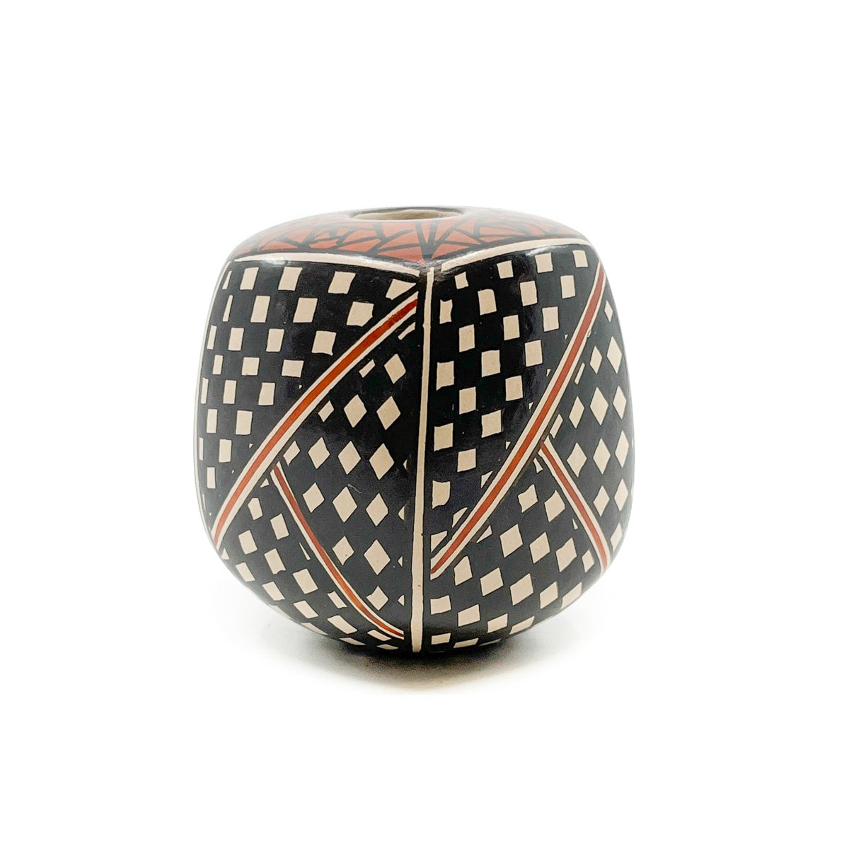 Five Sided Pot with Geometric Designs