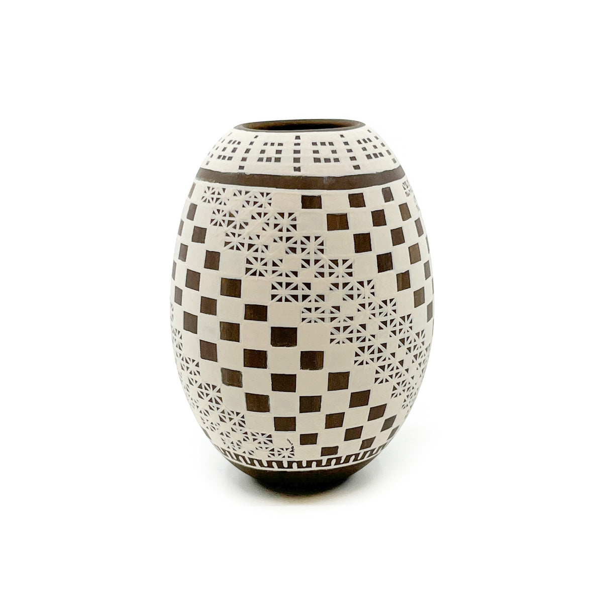 Etched Mata Ortiz Ceramic Pot with Birds & Flowers Fine Mexican