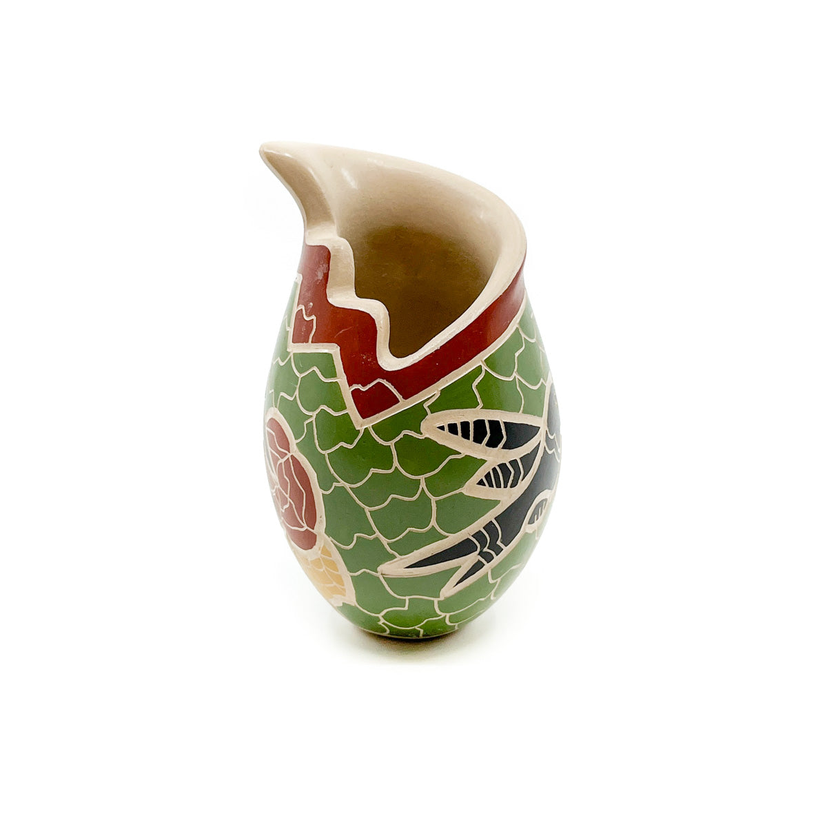 Green Hummingbird Pot with Stepped Opening