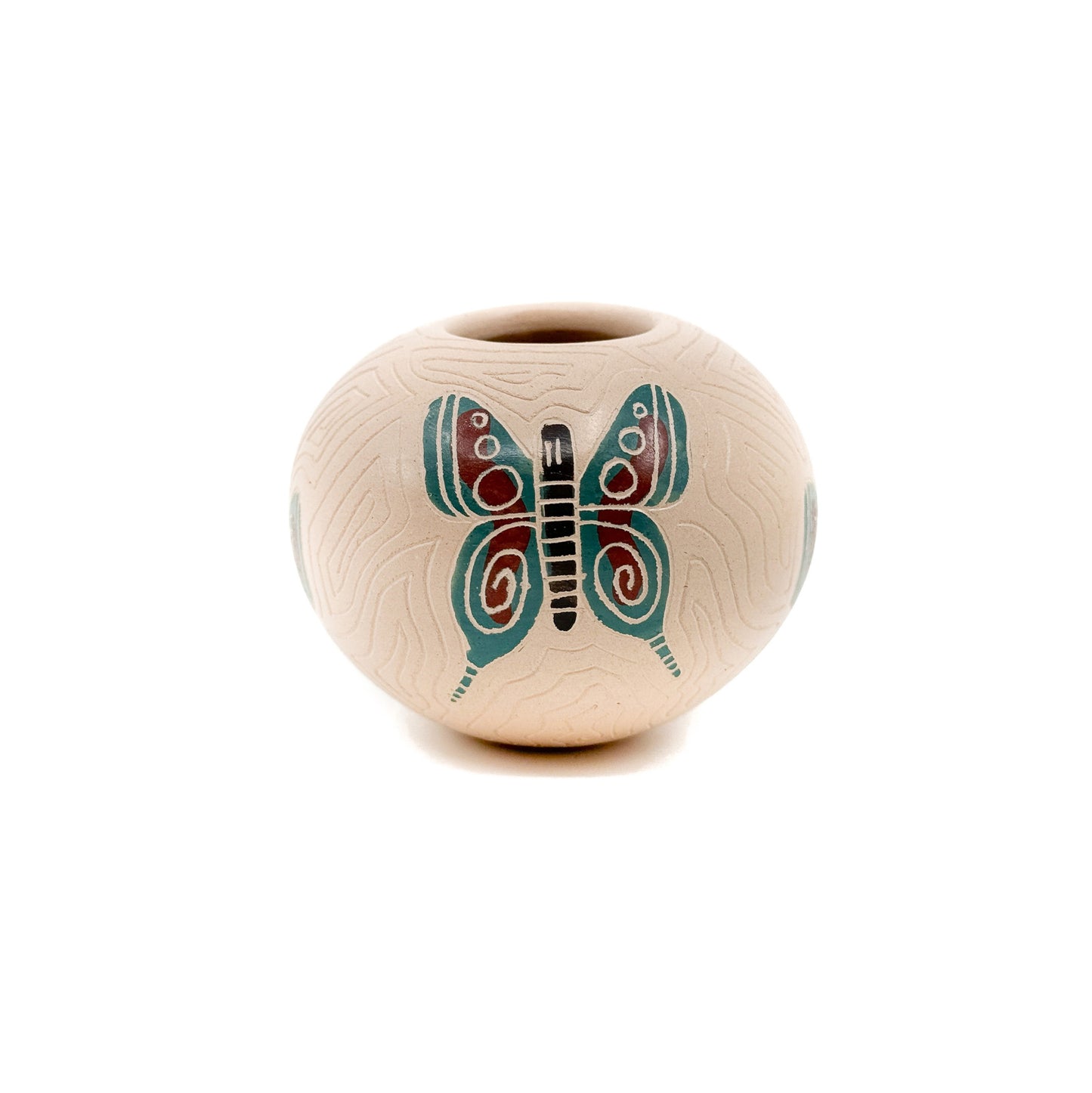 Load image into Gallery viewer, Carved and Painted Butterfly Seed Pot
