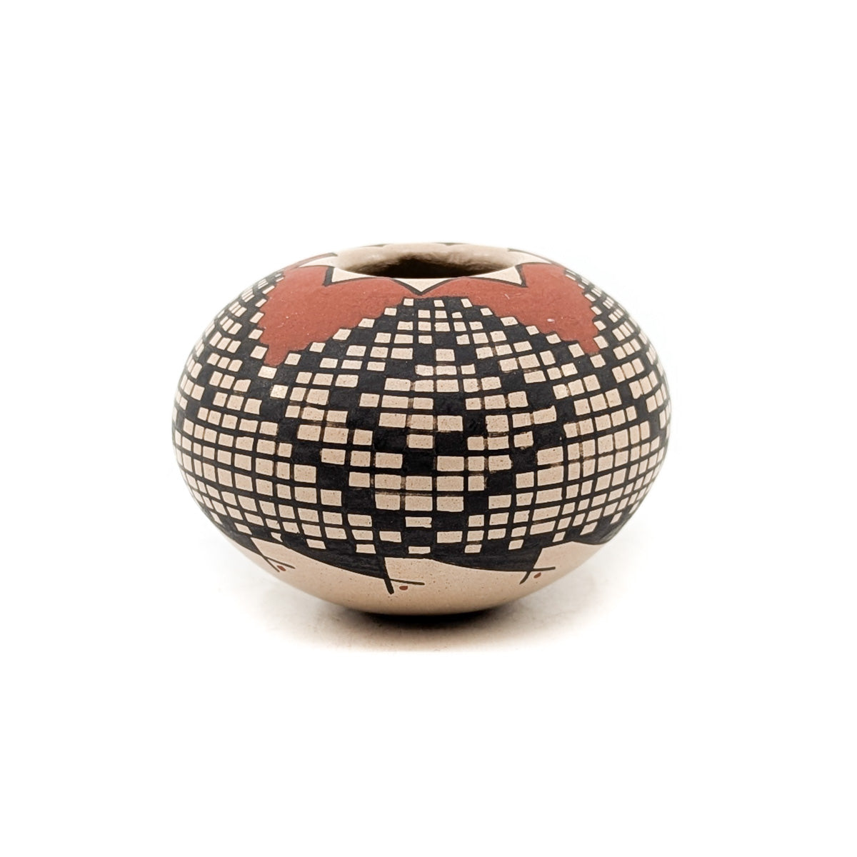 Geometric Clay and Black Mini-Seed Pot with Star Opening