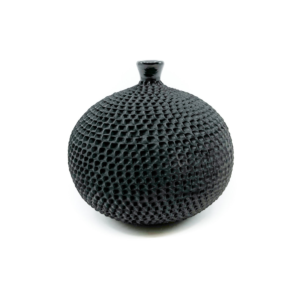 Round Vase in Textured Matte Black  Finish