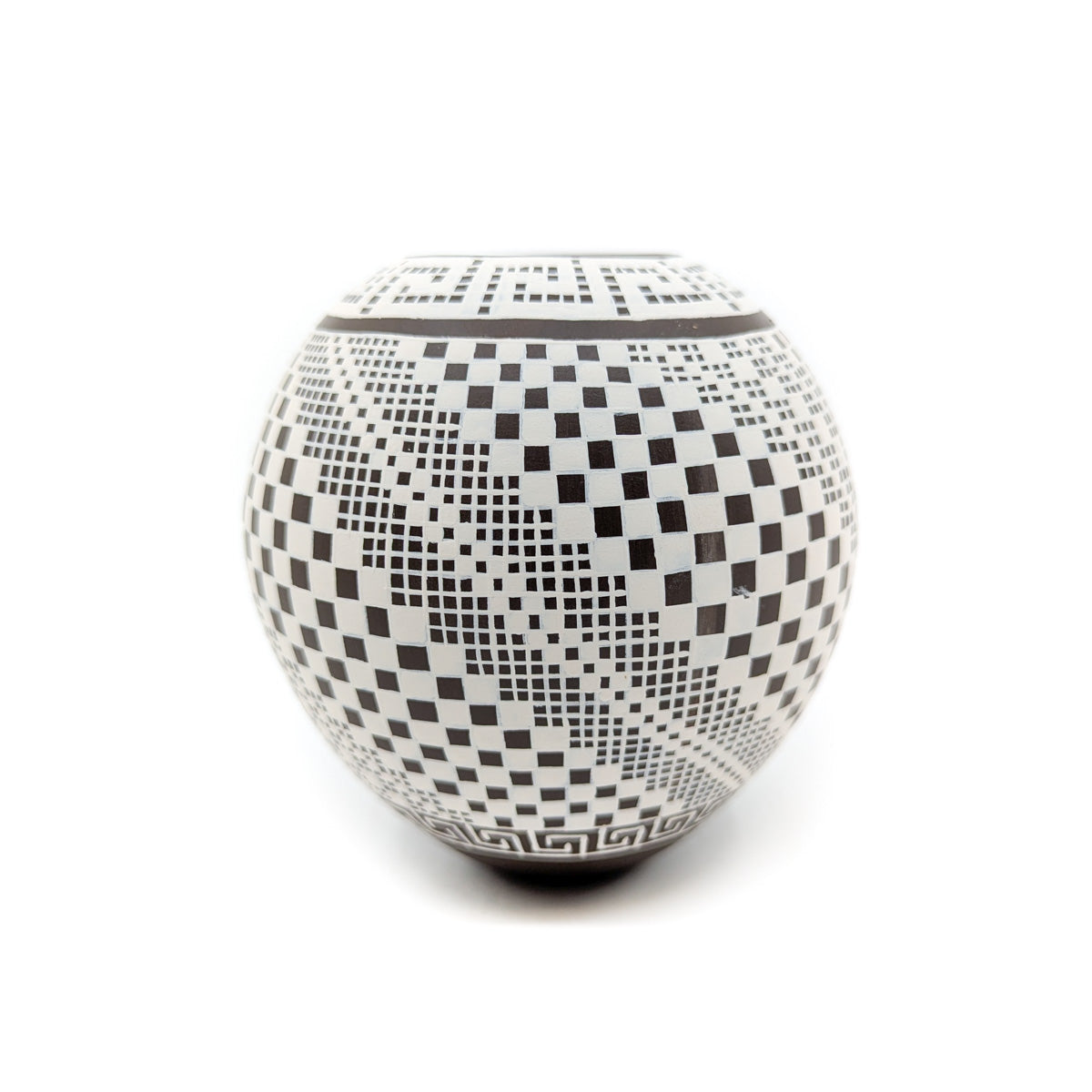 Geometric Pot in Clay and Buff