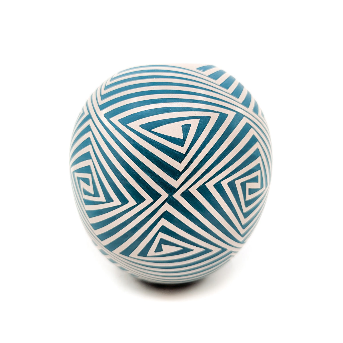 Geometric Maze Pot in Teal