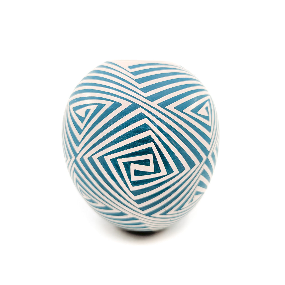 Geometric Maze Pot in Teal