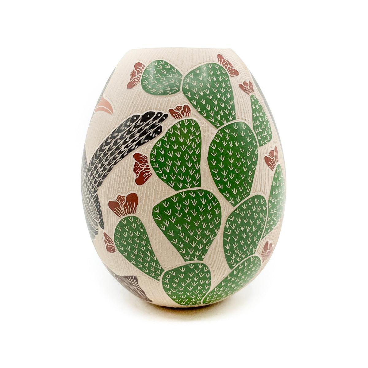 Load image into Gallery viewer, Sgraffito and Painted Roadrunner Design with Cactus

