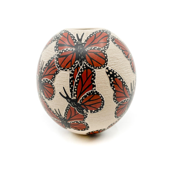 Load image into Gallery viewer, Pottery Vase with Sgraffito and Painted Butterfly Designs
