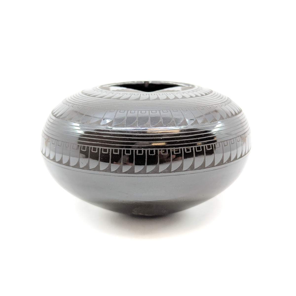 Black on Black Feather Design Pot