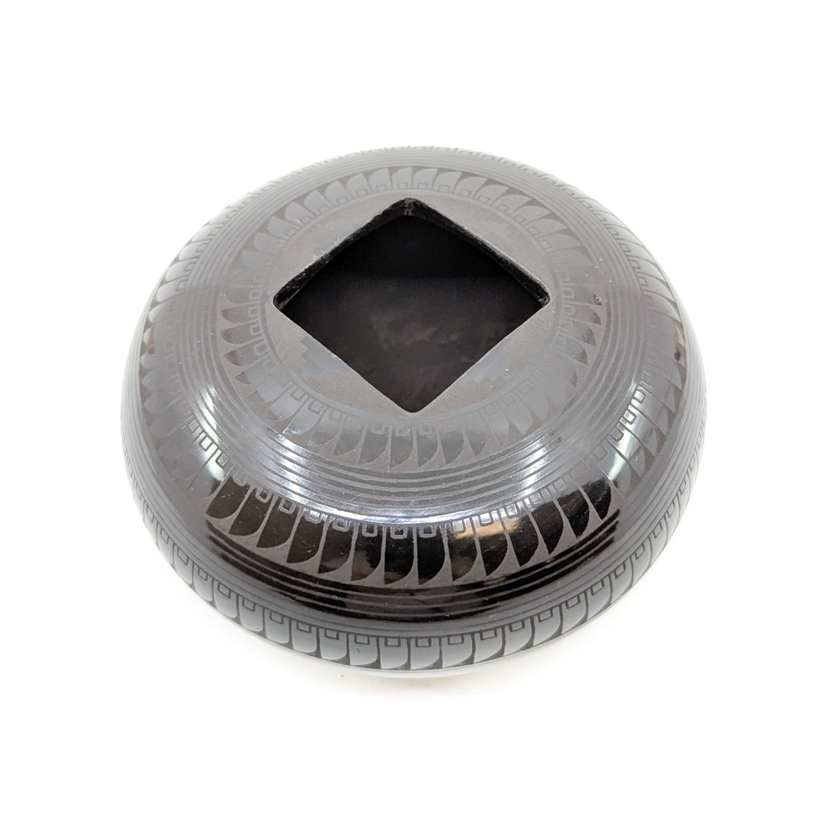 Black on Black Feather Design Pot