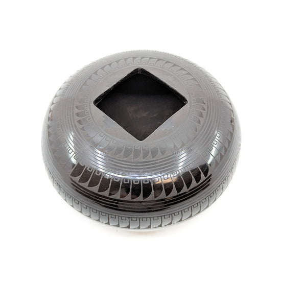 Black on Black Feather Design Pot