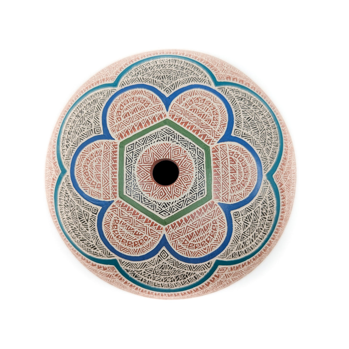 Finely Etched and Painted Seed Pot