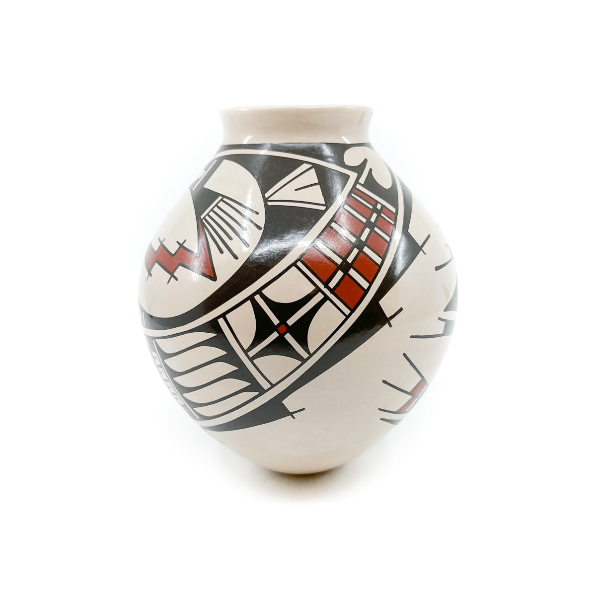 Load image into Gallery viewer, High Polish Vase Shape with Traditional Design on White Clay
