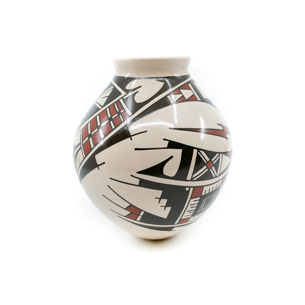 Load image into Gallery viewer, High Polish Vase Shape with Traditional Design on White Clay
