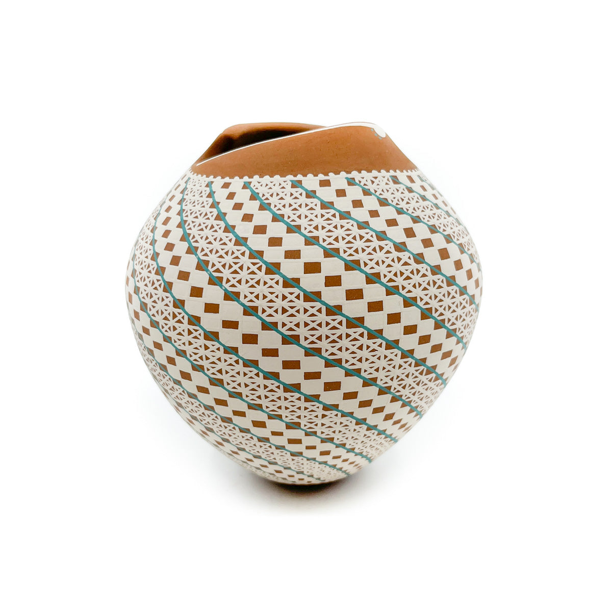 Load image into Gallery viewer, Swirl Opening on Tapered Pot with Diamond Checkerboard pattern
