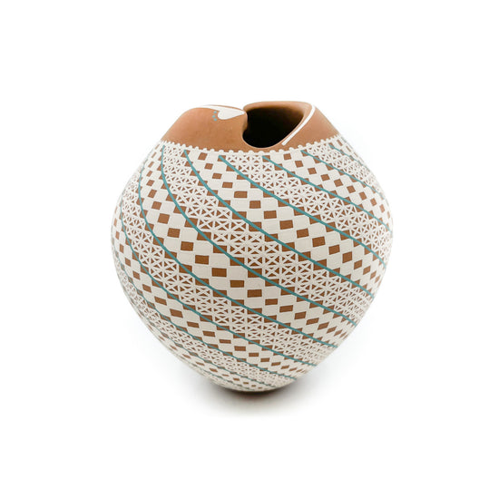 Load image into Gallery viewer, Swirl Opening on Tapered Pot with Diamond Checkerboard pattern
