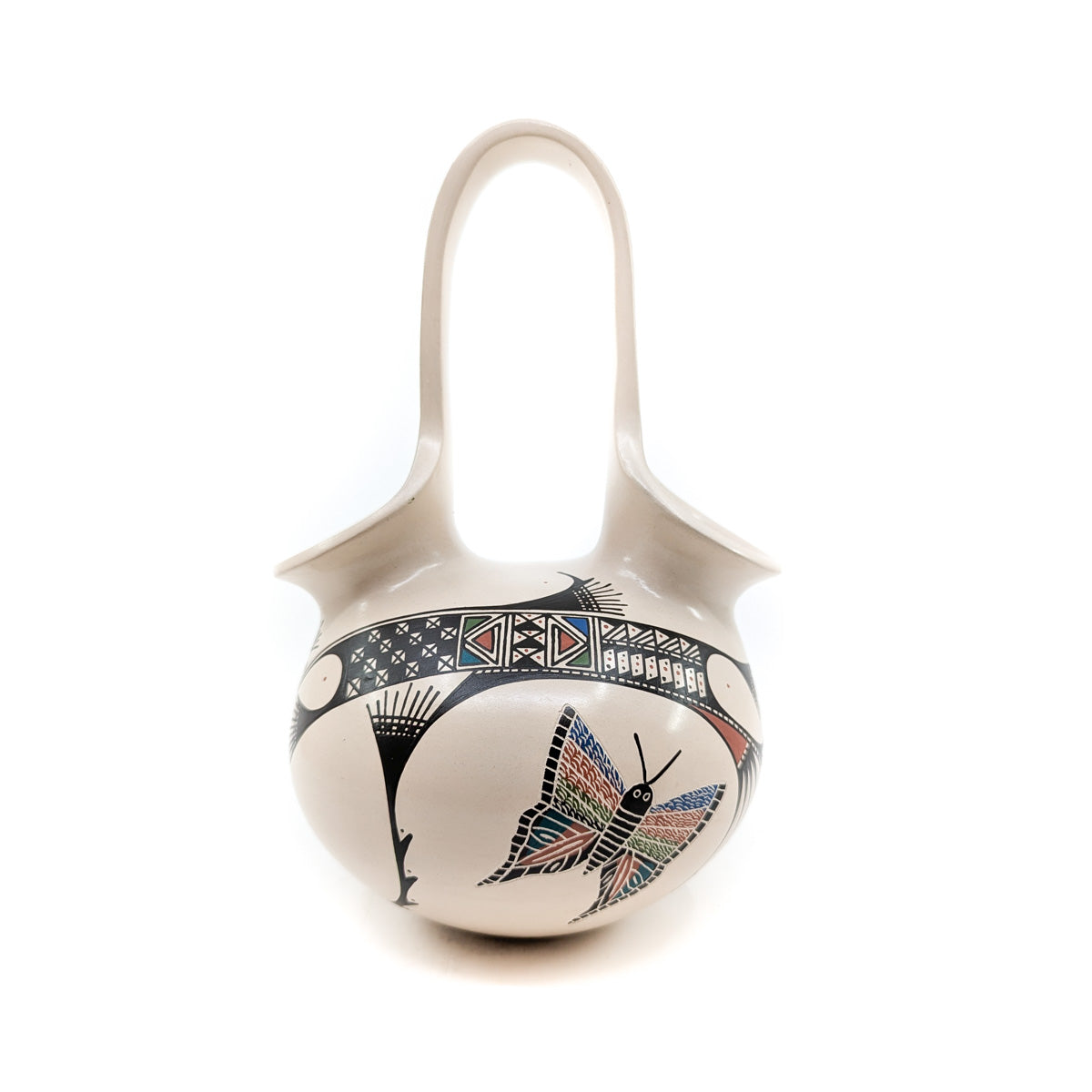 Elegant Mata Ortiz Wedding Vase with Butterfly Motif