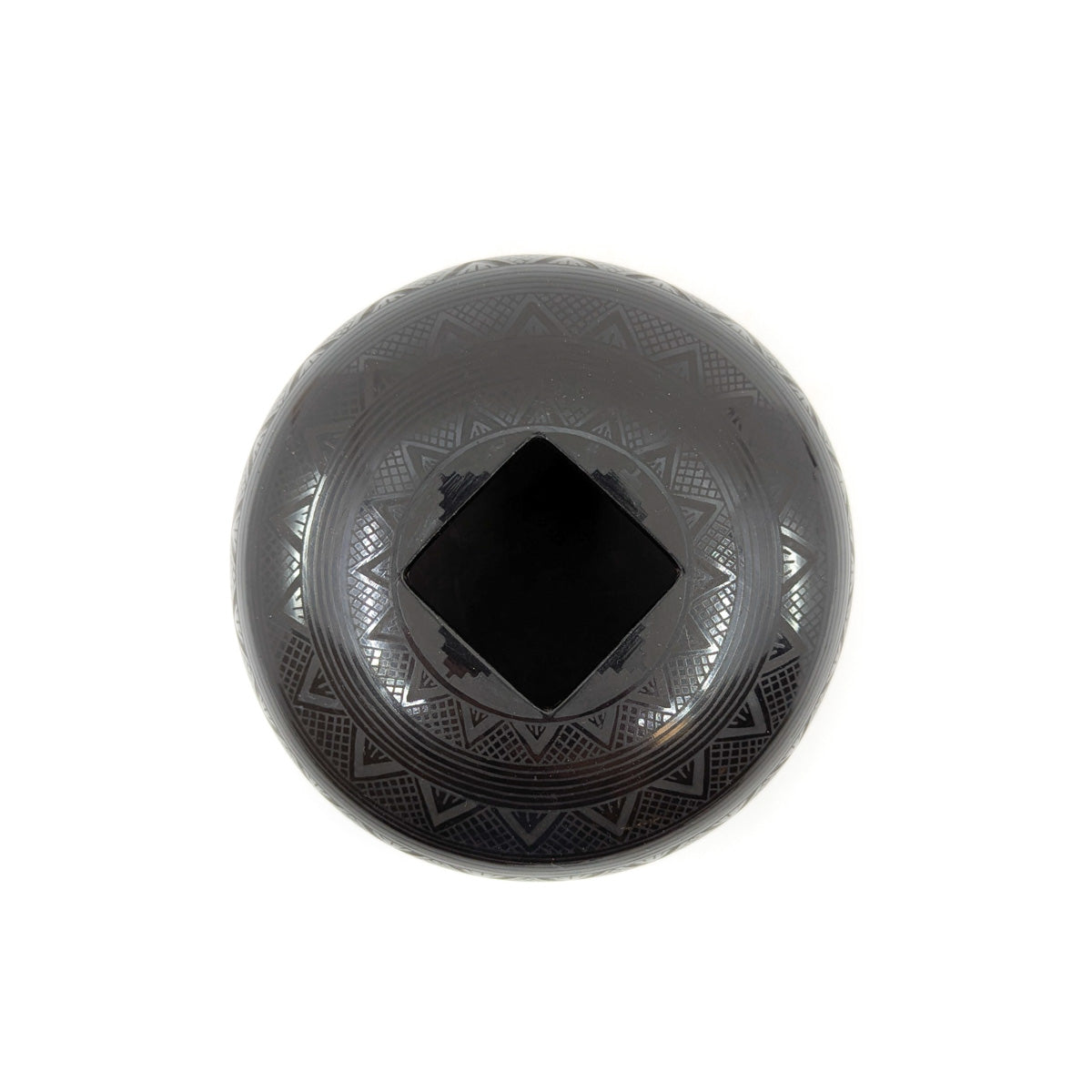 Black on Black Pot with Geometric Motif
