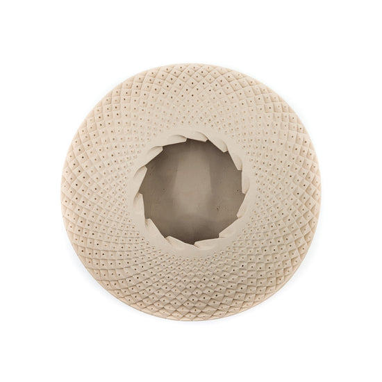 Shallow Monochrome Pot with Geometric Etching – Native-Seeds-Search