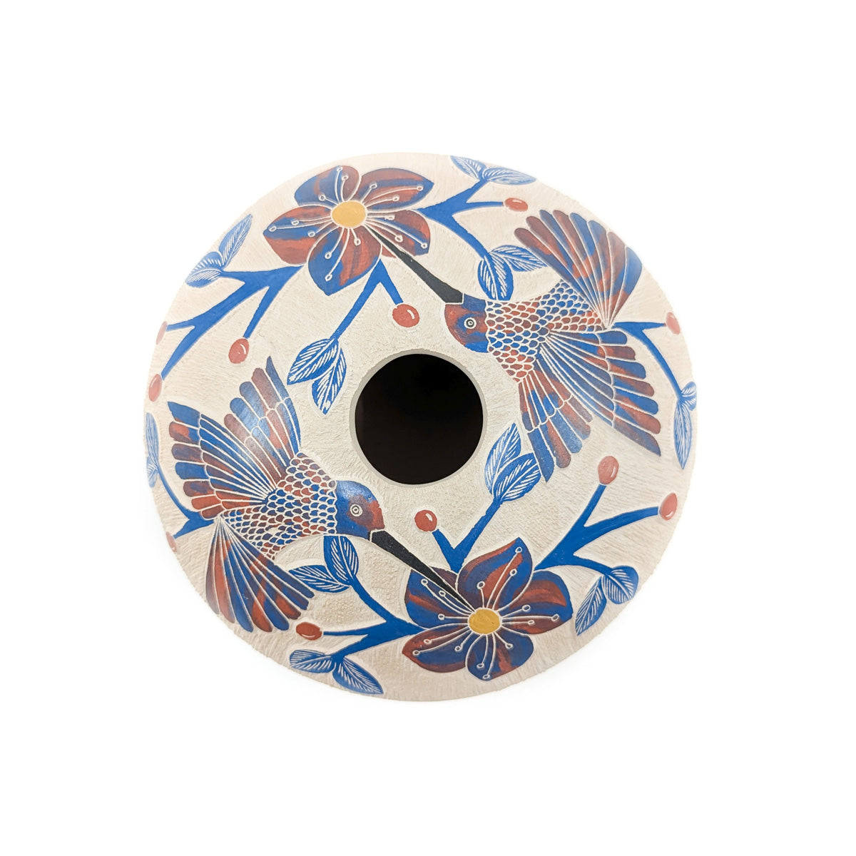 Hummingbird Pot with Cobalt Tones