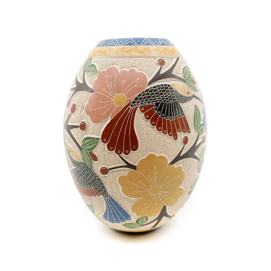 Load image into Gallery viewer, Beautifully Painted Pot with Hummingbirds, Blossoms, and Berries
