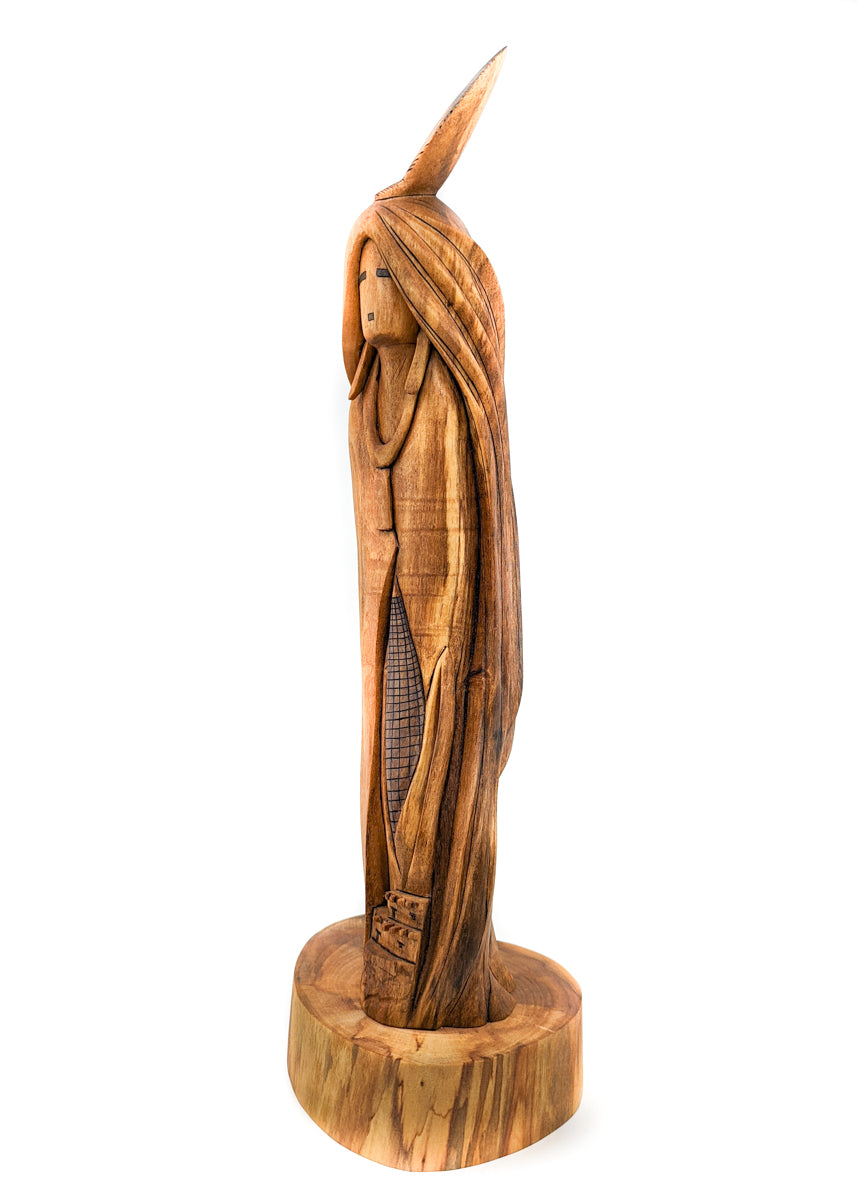 Blue Corn Maiden Sculpture with Pueblo Scene