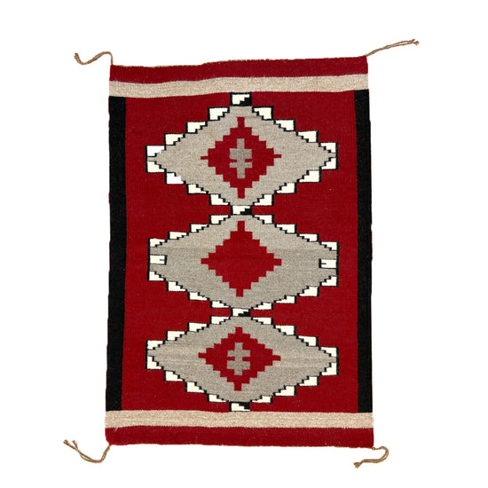 Vintage Ganado Diamonds, Crosses and Deep Red Background