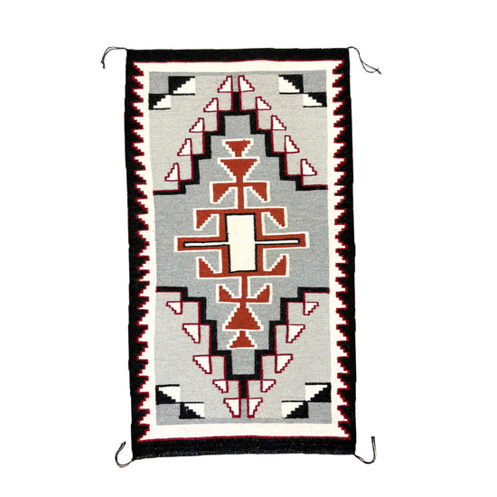 Vintage Ganado Rug with Terraced Central Lozenge and Snowflakes Design - Circa 1950