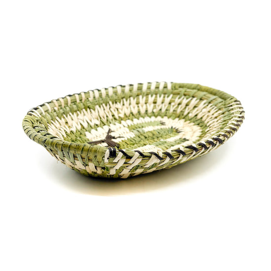 Oval Basket with Saguaro & Deer by Della Cruz