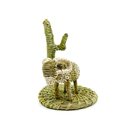 Bighorn Sheep with Saguaro Woven Sculpture - By Fred Cruz