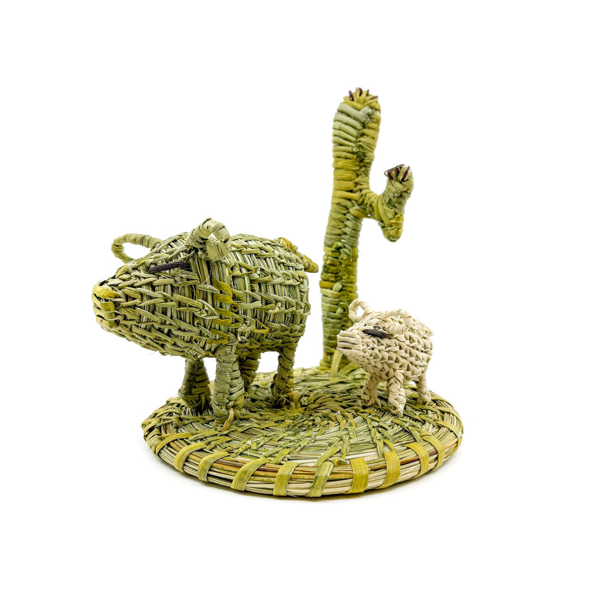 Javelina Mom & Piglet Woven Sculpture - By Fred Cruz