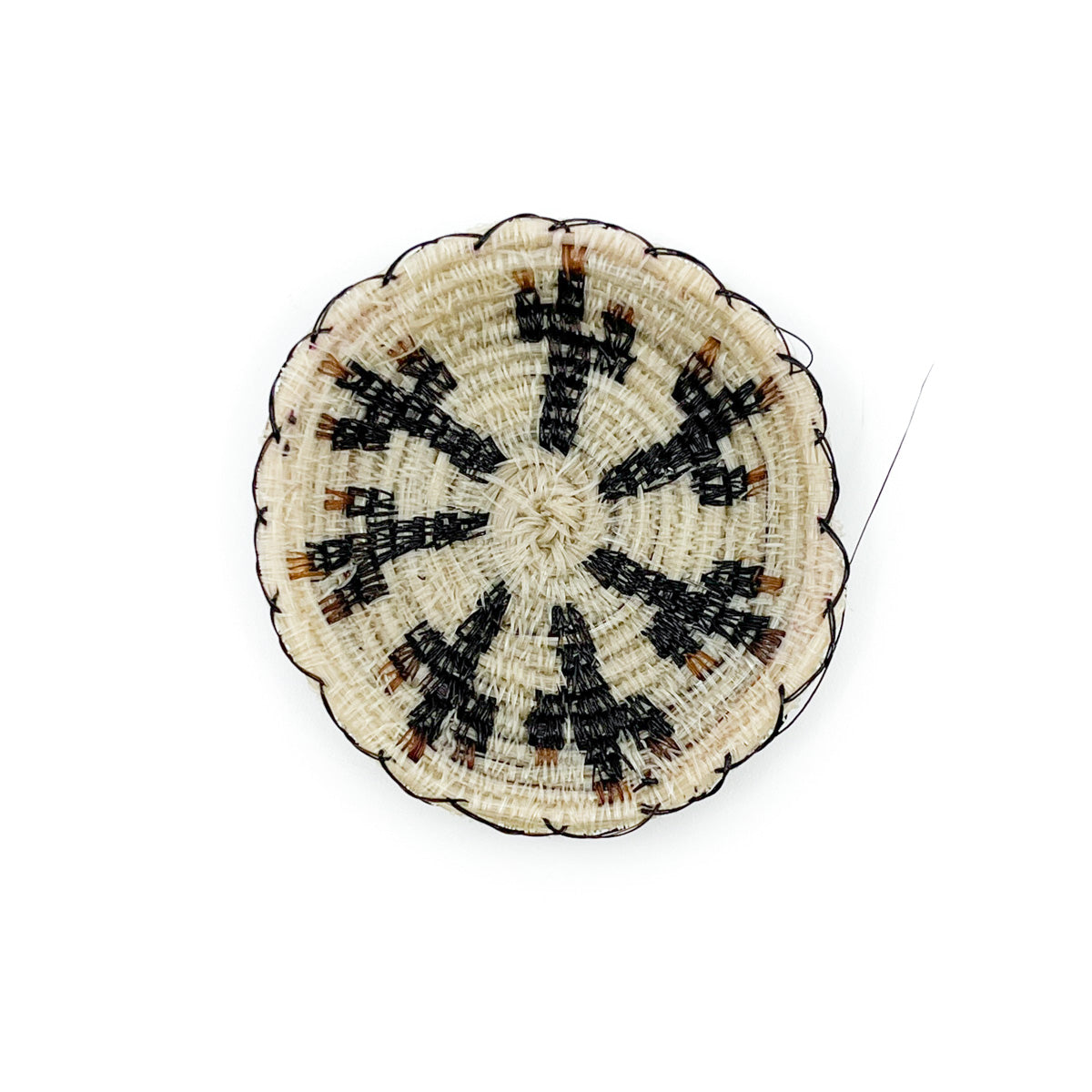 Miniature Horsehair Basket with Saguaro Design