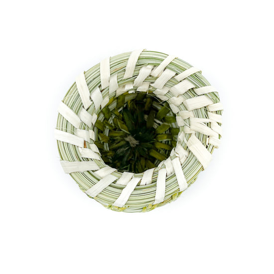 Load image into Gallery viewer, White &amp;amp; Green Small Olla Basket
