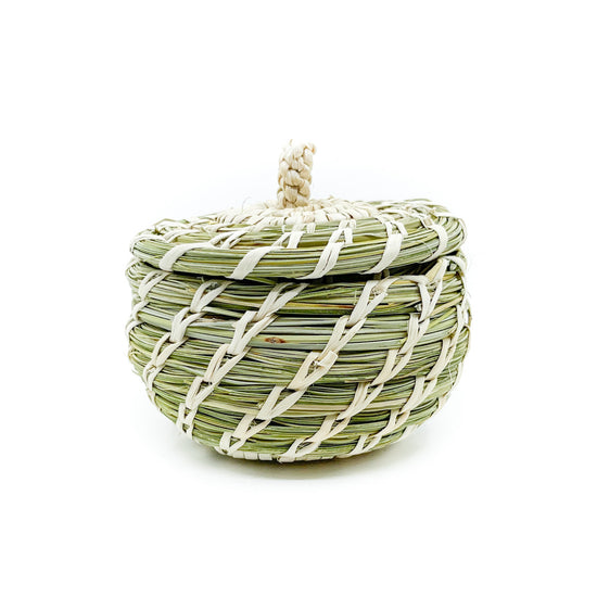Load image into Gallery viewer, Small Lidded Basket with Woven Knob Handle
