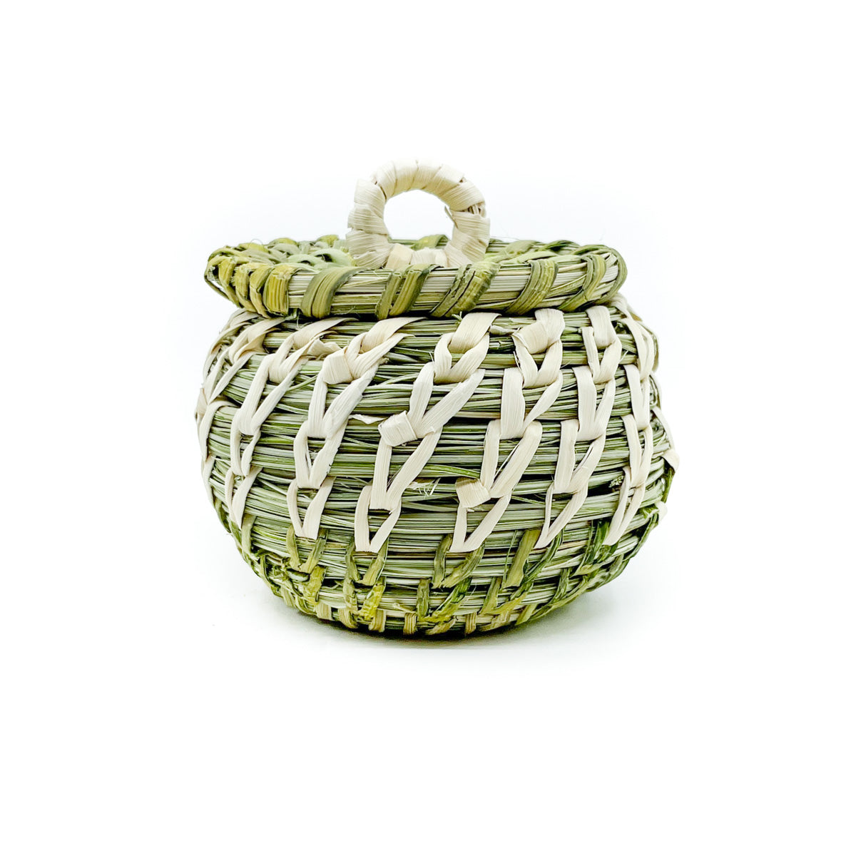 Load image into Gallery viewer, Small Lidded Basket with White Handle
