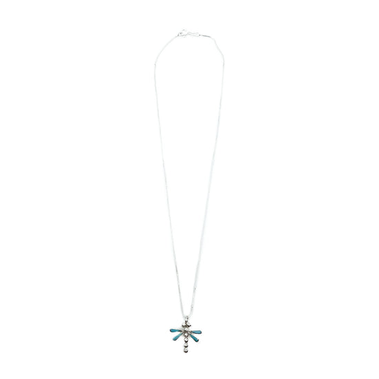 Small Zuni Dragonfly Pendant with Turquoise Wings
