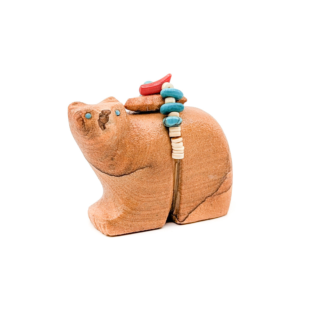 Sandstone bear with Beaded Bundle