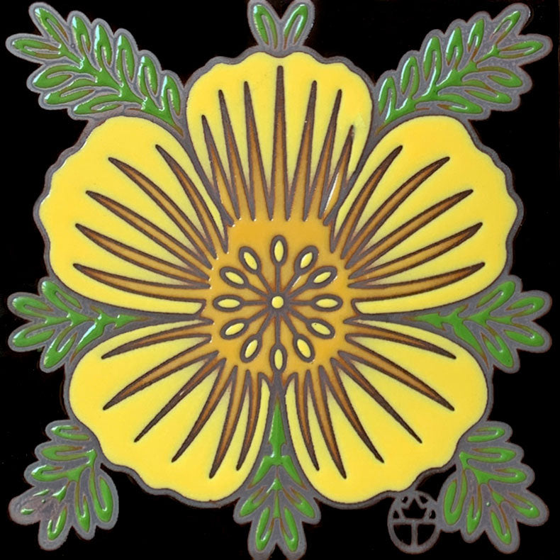 Wil Taylor Ceramic Tile - Desert Poppy Blossom