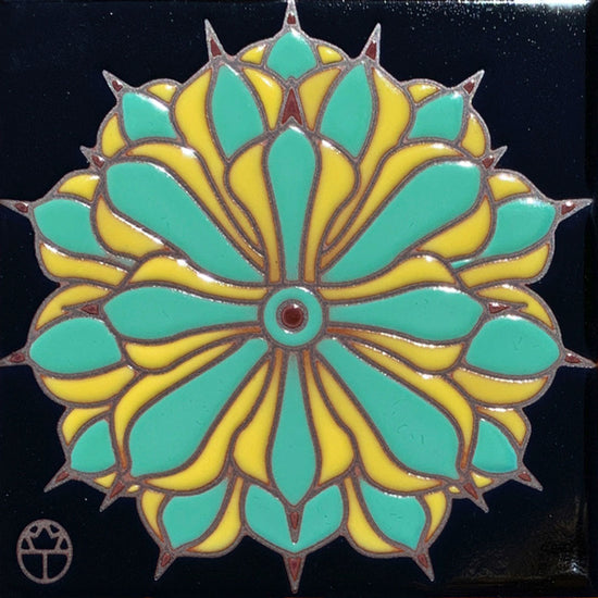 6 inch ceramic tile featuring an agave blossom.