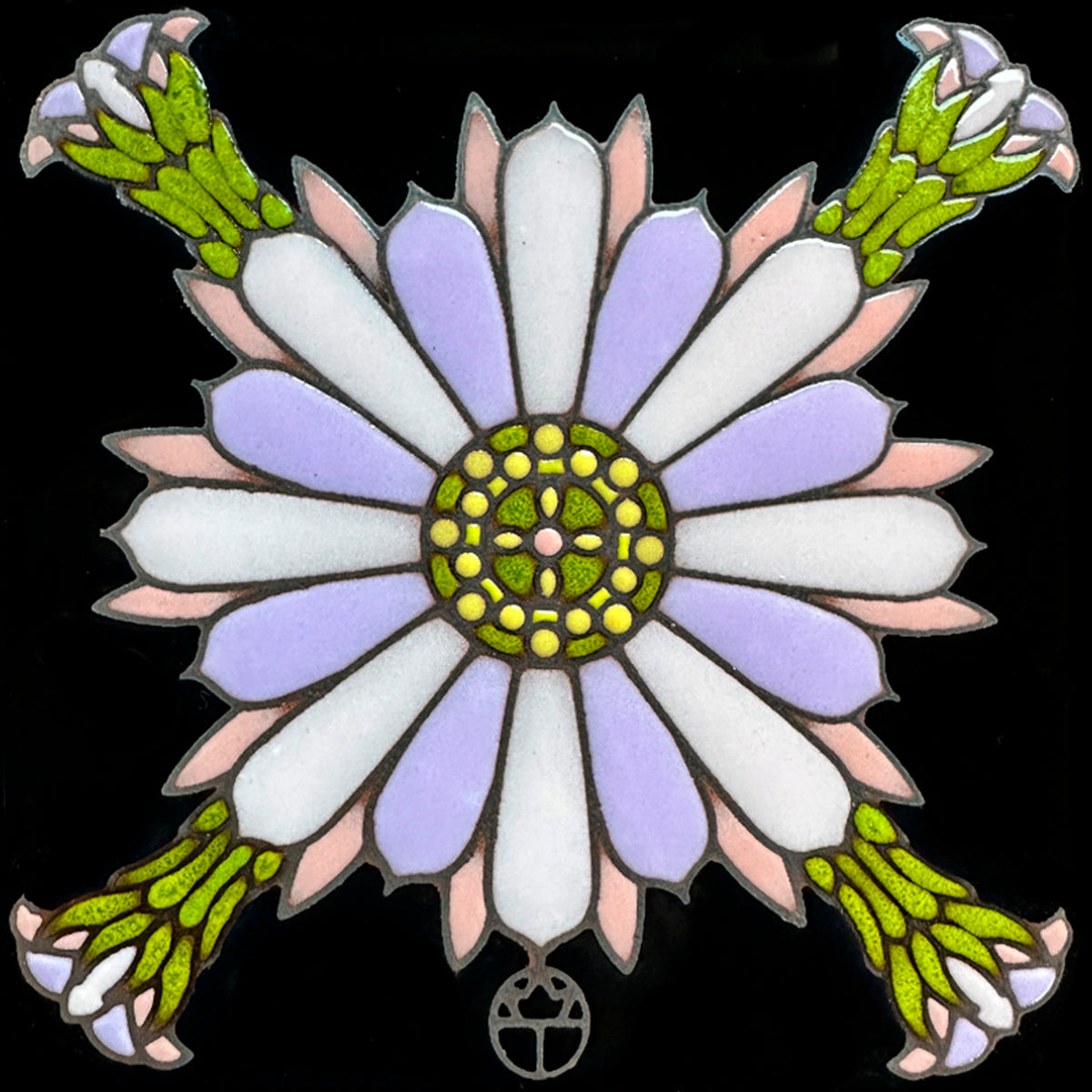 organ pipe cactus blossom on black background ceramic tile by wil taylor